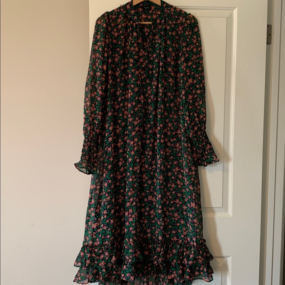 Fate Vibrant Floral Dress with Long Sleeves